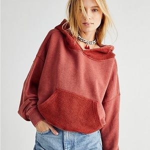 Free People Red/Burg Joey Cropped Hoodie (M)